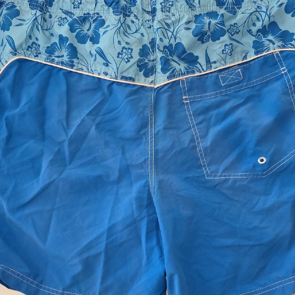 Faded Glory Men's Blue Floral Board Shorts Swim Trunks XL (40-42) Beach Surf